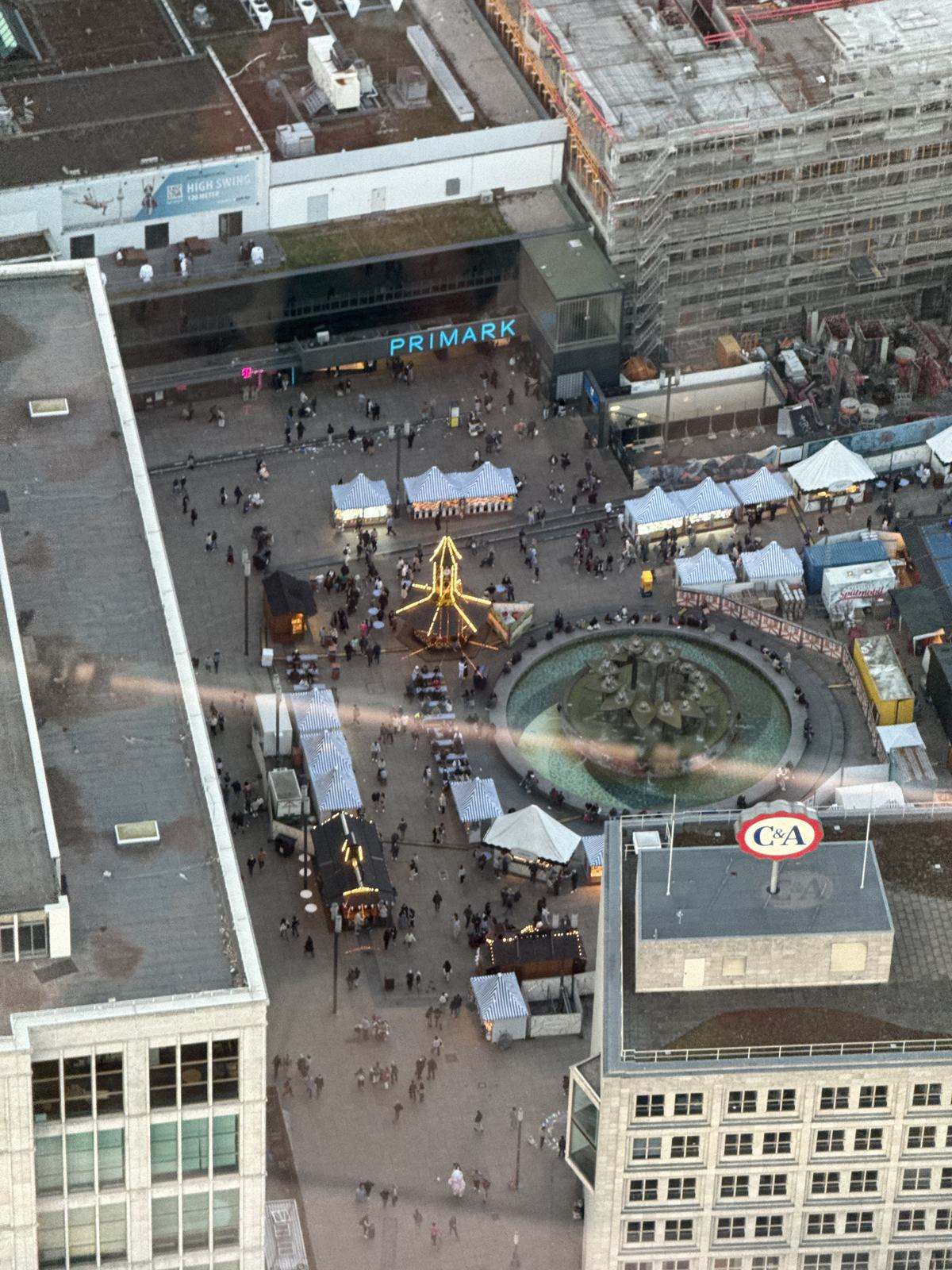 The Oktoberfest tents on Alexanderplatz seen from the TV tower