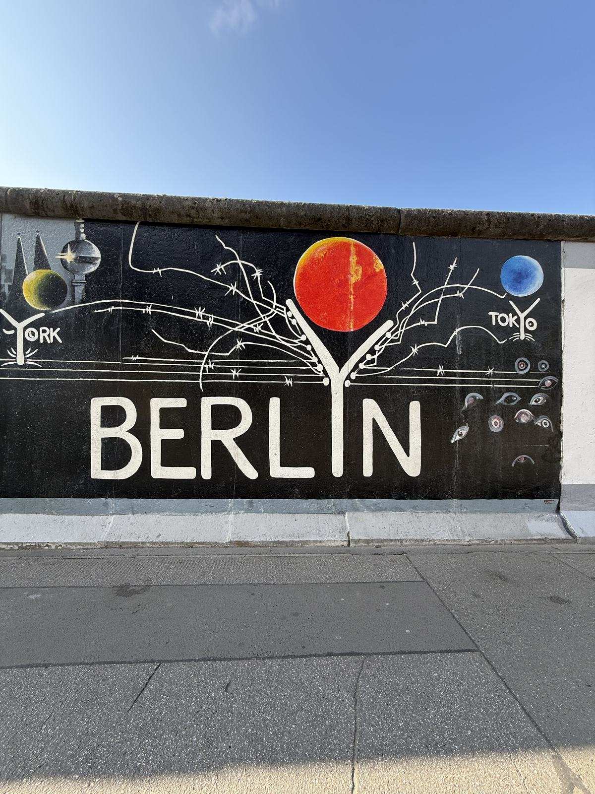 A mural spelling BERLIN on the East Side Gallery