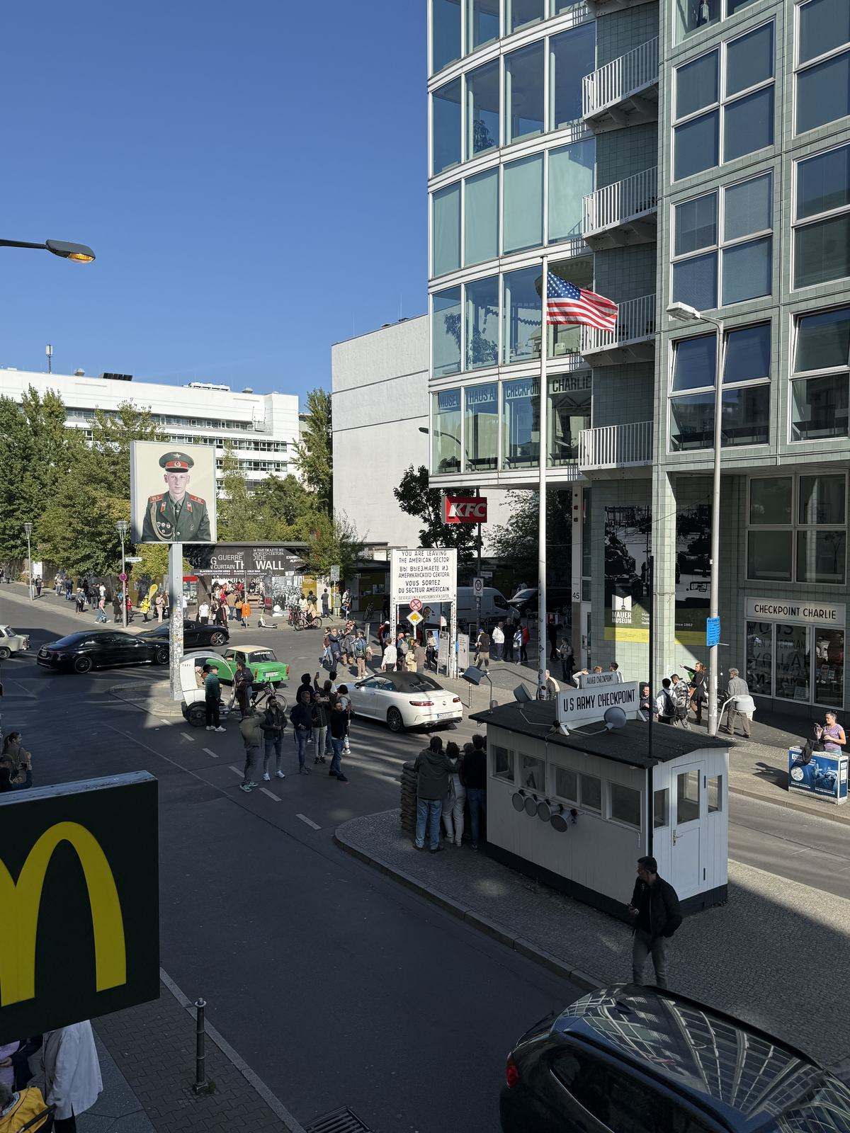 The Checkpoint Charlie guard house seen from above