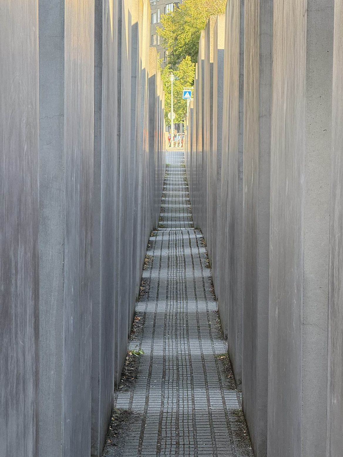 The Holocaust Memorial field of stelae in daylight