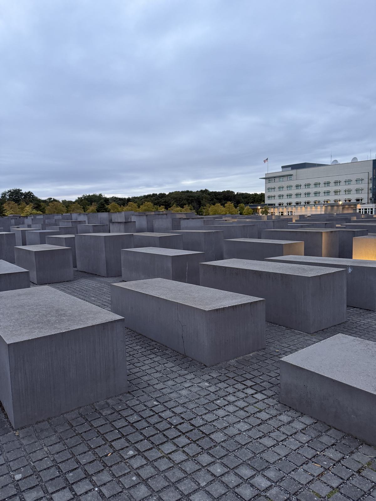 The field of concrete stelae at dusk
