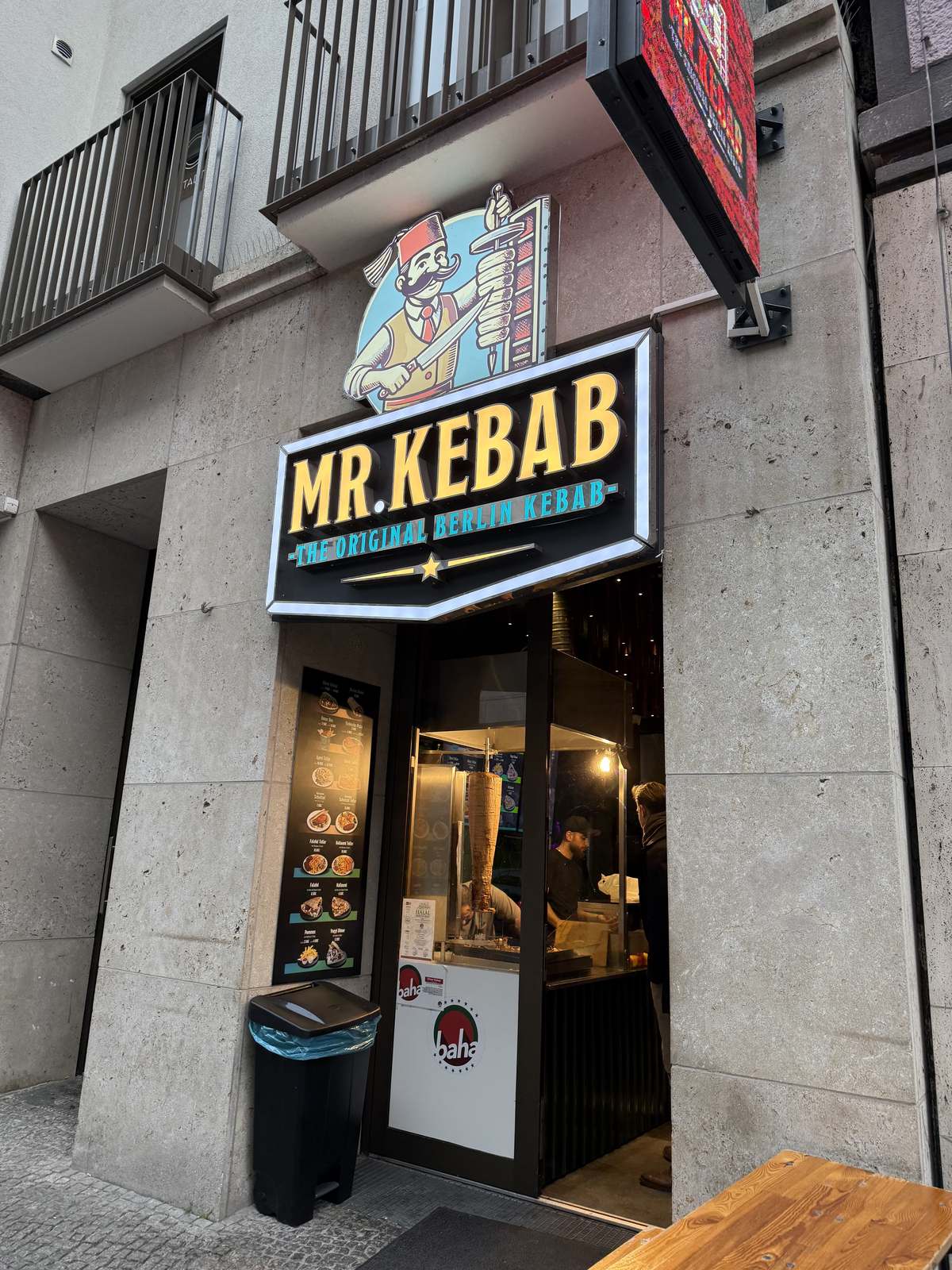 The Mr Kebab shopfront in Berlin at night