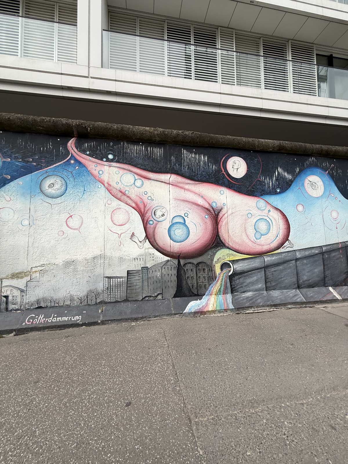 A large surreal mural on the East Side Gallery