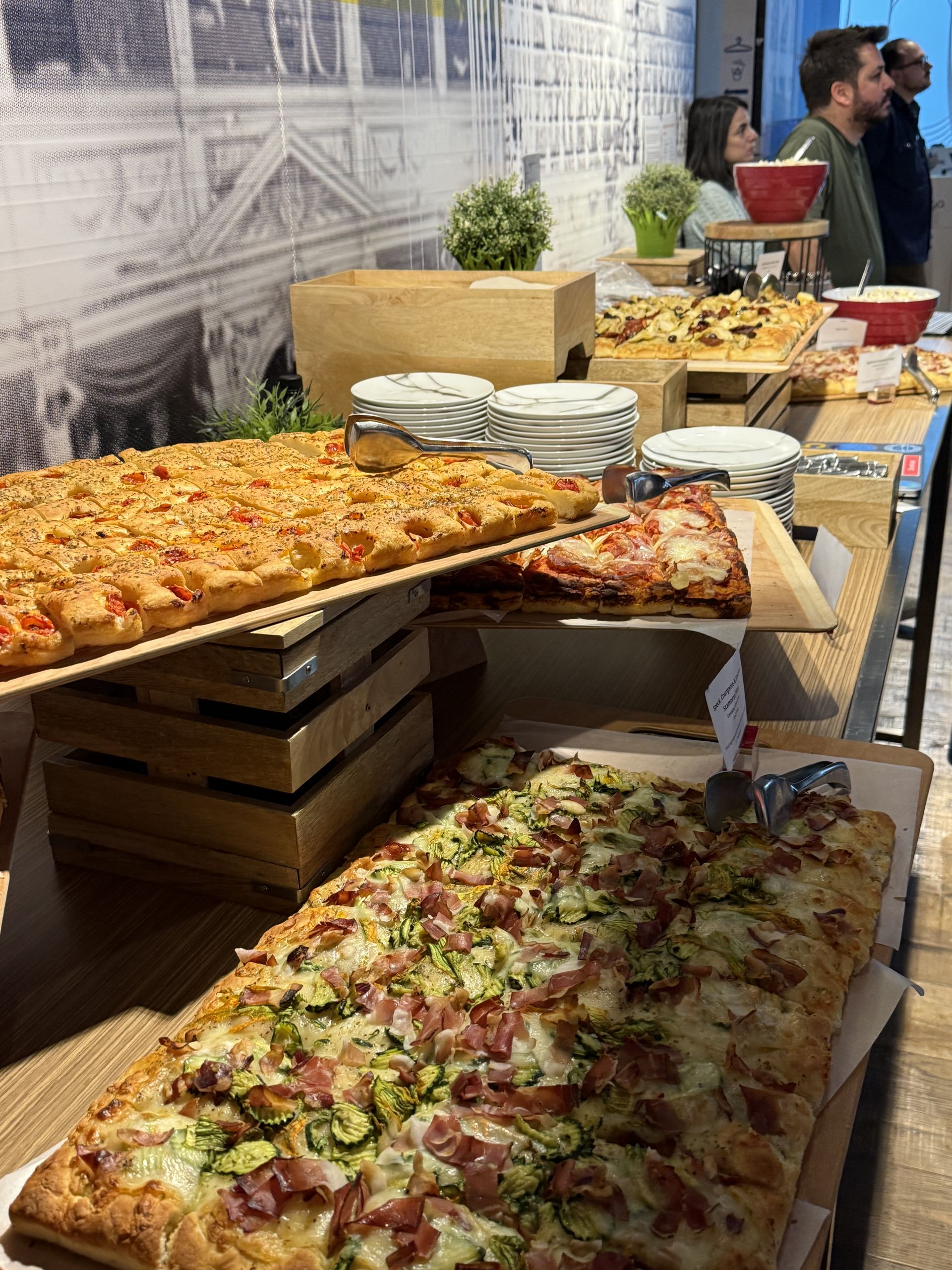 Close view of the pizza trays