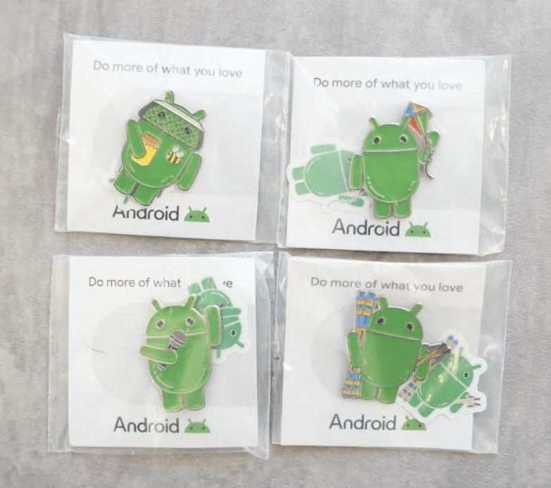 Four Android pins collected during the hunt