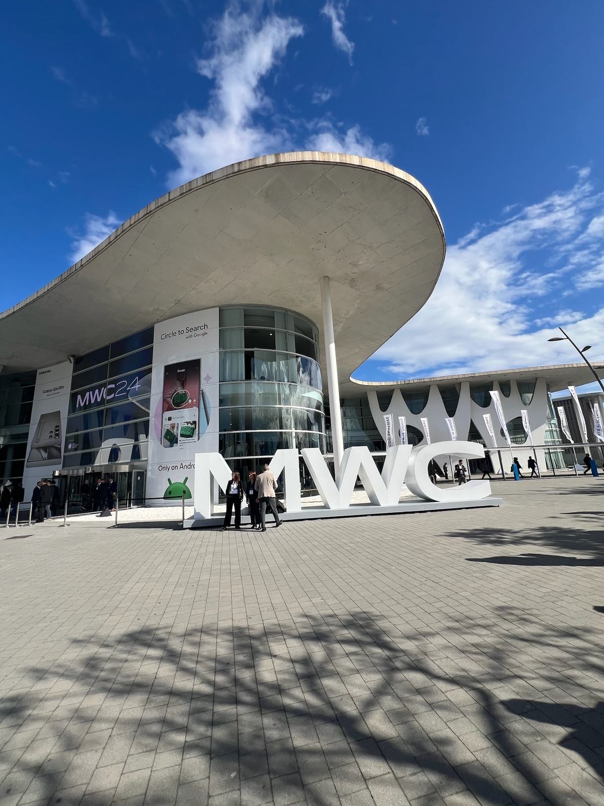 The Fira Gran Via entrance with the MWC letters