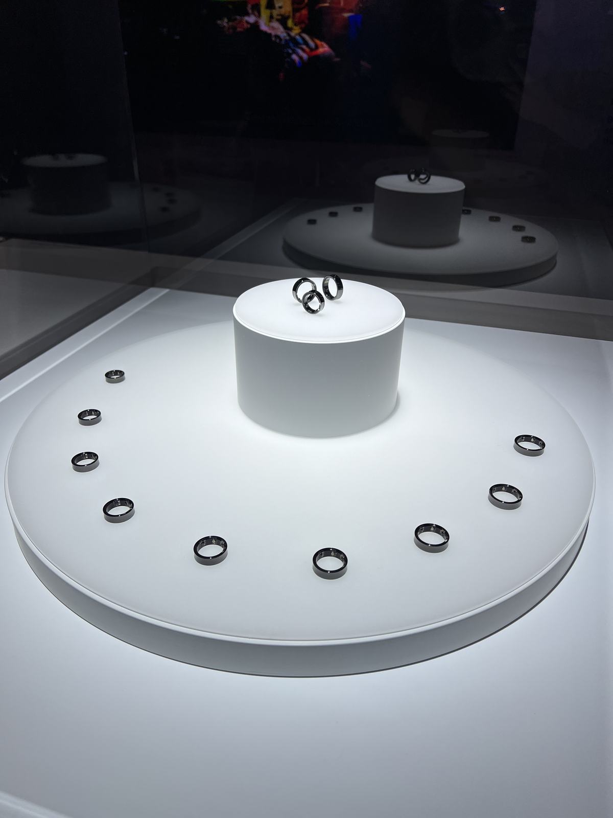 The Samsung Galaxy Ring under glass