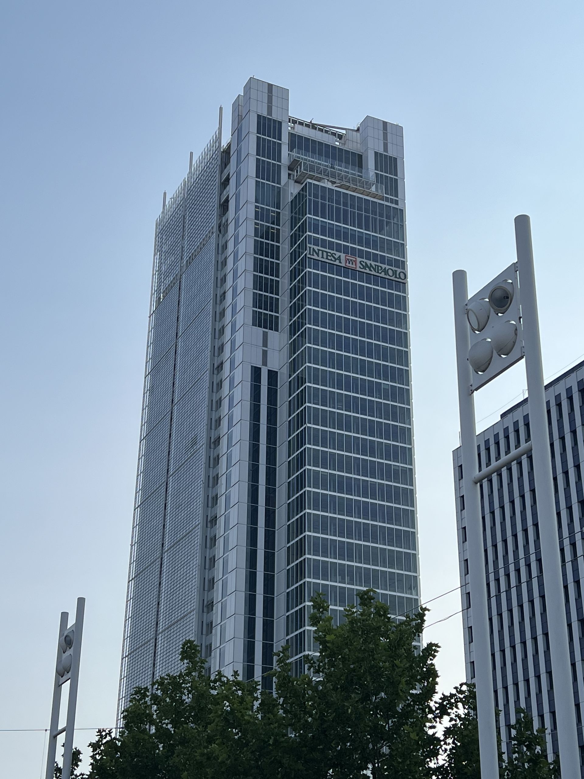 The Intesa Sanpaolo tower in Torino seen from the street