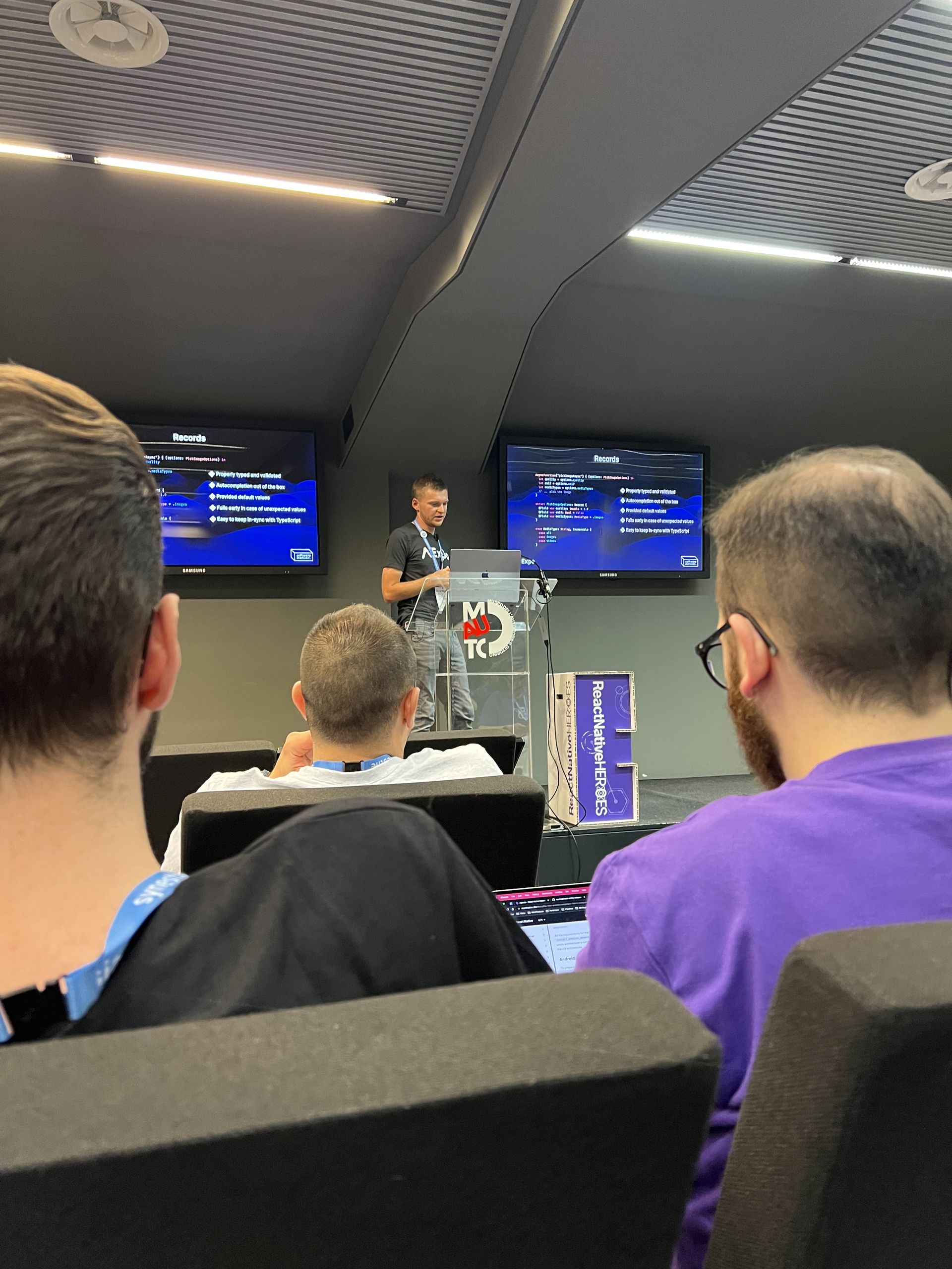 A slide about Records: typed and validated properties, autocompletion, default values